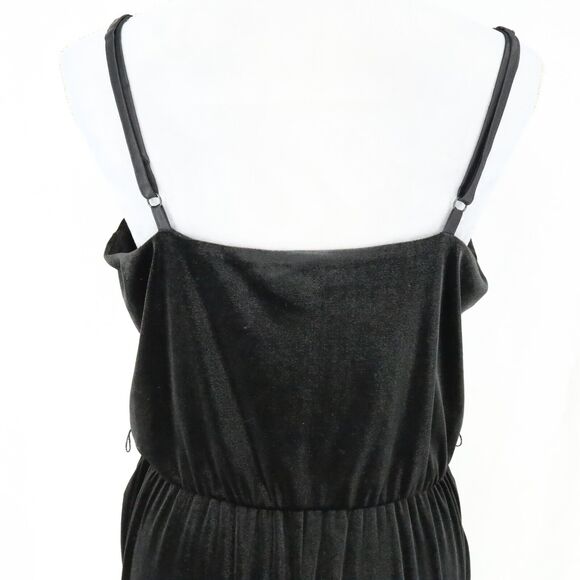 Sanctuary Jumpsuit Womens XL Black Velour Stretch Knit Pockets Strappy New - Picture 10 of 15